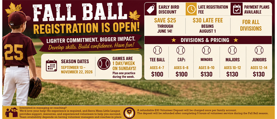 2026 Fall Ball registration is OPEN!